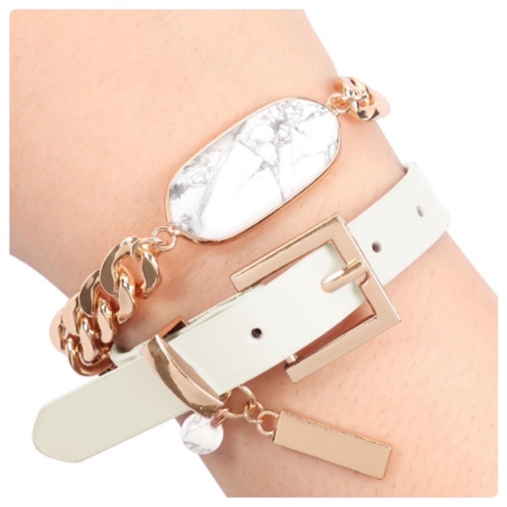 Natural stone leather bracelet